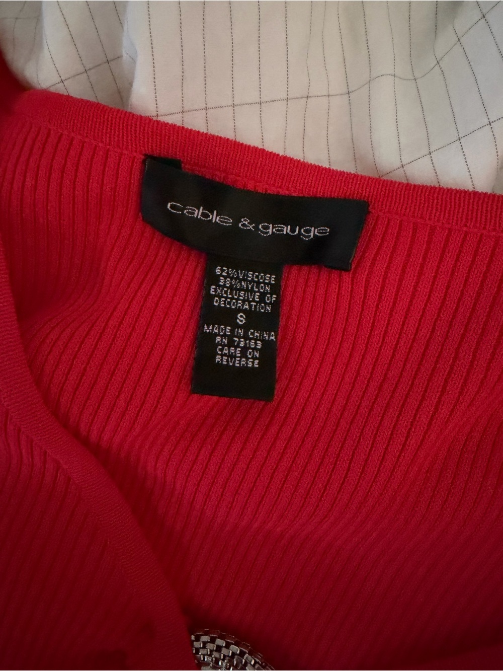 Cable & Gauge Bright Red Ribbed Crewneck Sweater